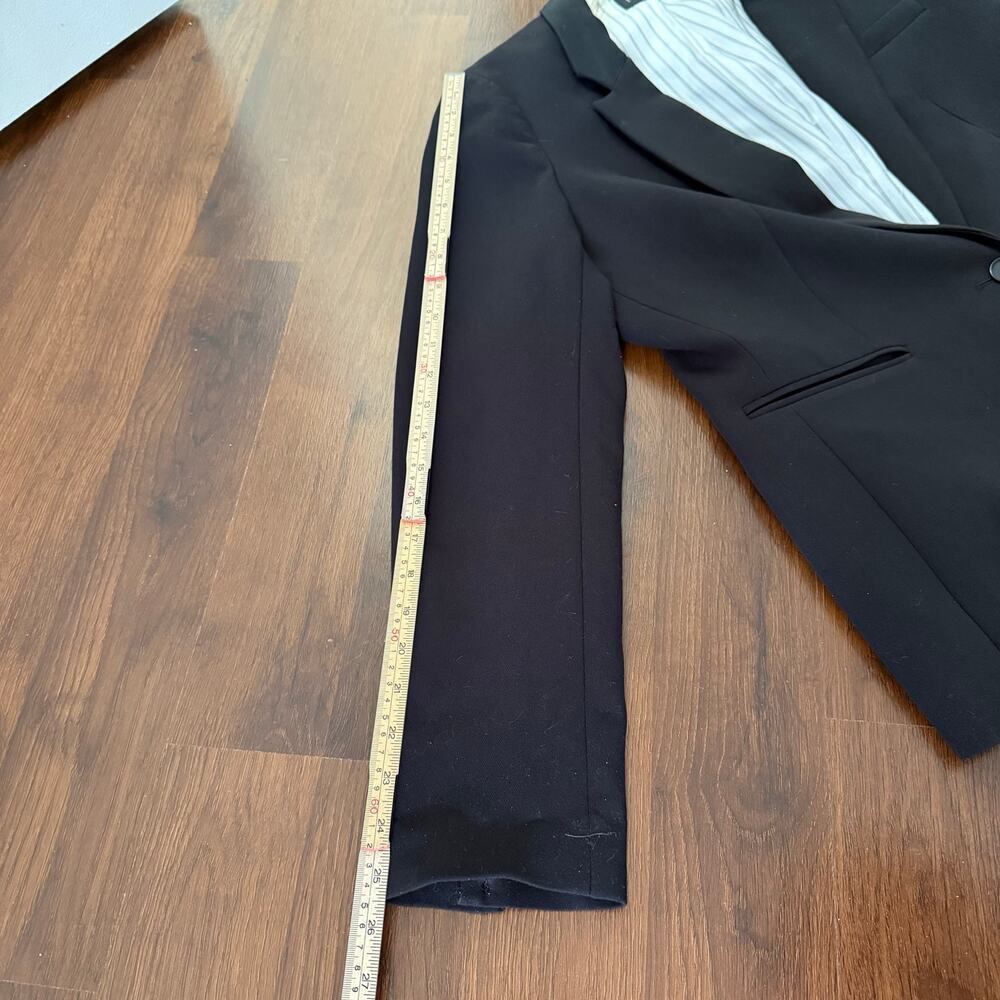 1.State Women Black Single Button Blazer Jacket Stripe Lined Career Office Sz 16 - Picture 4 of 8